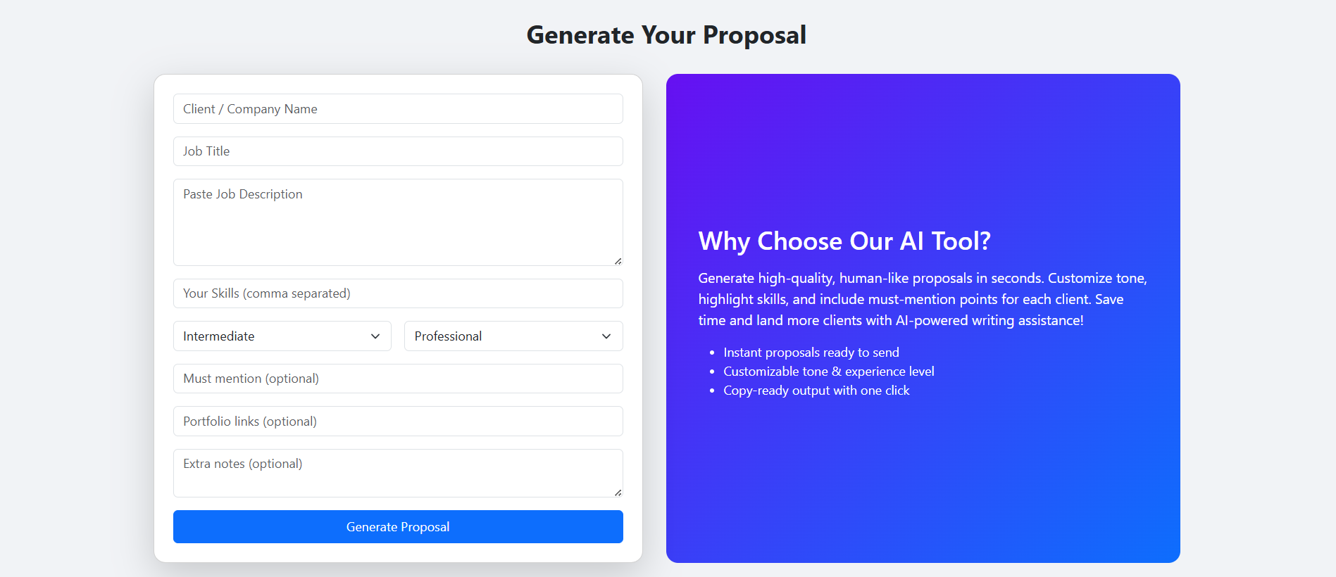 Proposal Tool Preview